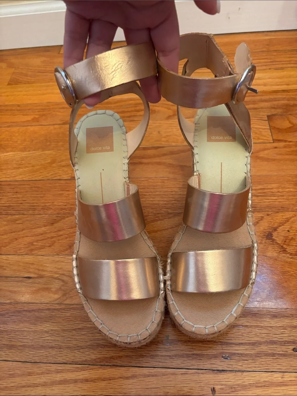Dolce Vita rose Gold Espadrille Wedge Sandals Size 8